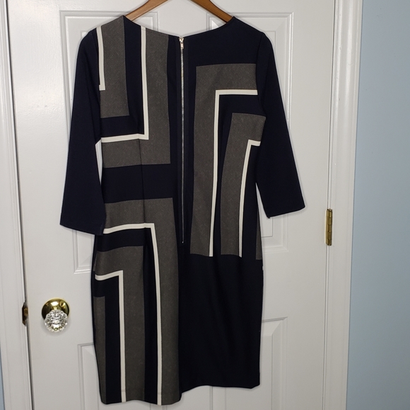 Danny & Nicole 3/4 Sleeve Shift Geometric Colorblock Mod Office Business Petite - Picture 13 of 15